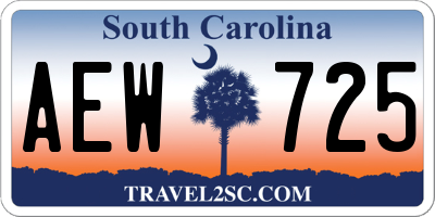 SC license plate AEW725