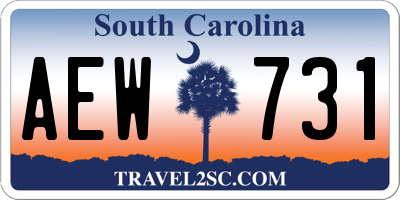 SC license plate AEW731