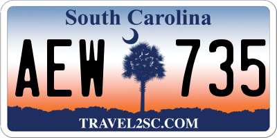 SC license plate AEW735