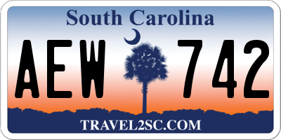SC license plate AEW742