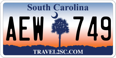 SC license plate AEW749