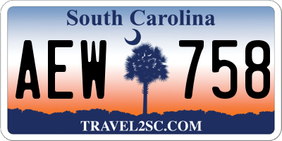 SC license plate AEW758