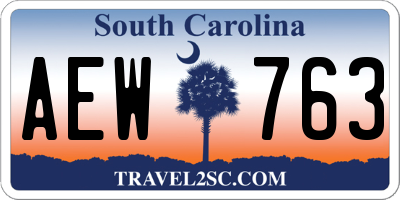 SC license plate AEW763