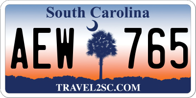 SC license plate AEW765