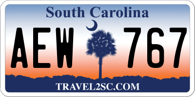 SC license plate AEW767