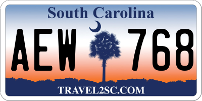 SC license plate AEW768