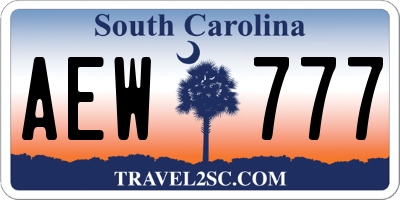 SC license plate AEW777