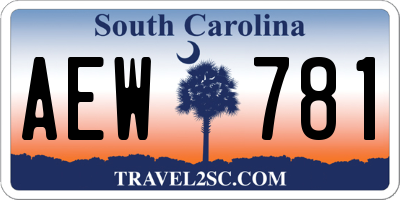 SC license plate AEW781