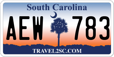 SC license plate AEW783
