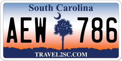 SC license plate AEW786