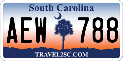 SC license plate AEW788