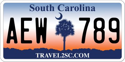 SC license plate AEW789