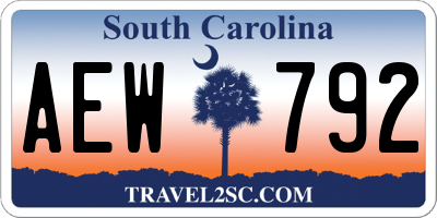 SC license plate AEW792