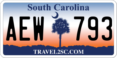SC license plate AEW793