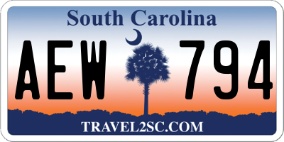 SC license plate AEW794
