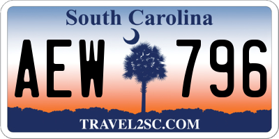 SC license plate AEW796
