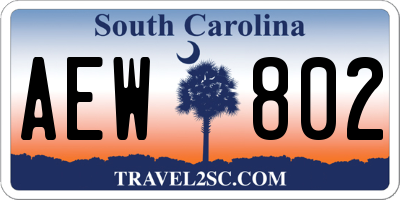 SC license plate AEW802
