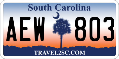 SC license plate AEW803