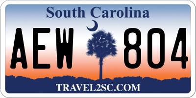 SC license plate AEW804