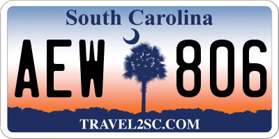 SC license plate AEW806