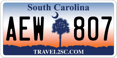 SC license plate AEW807