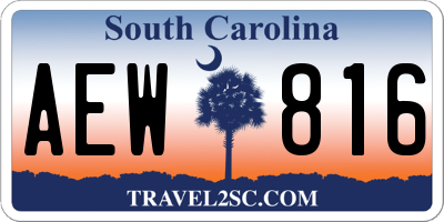 SC license plate AEW816