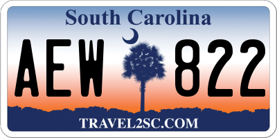 SC license plate AEW822