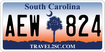 SC license plate AEW824