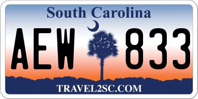 SC license plate AEW833