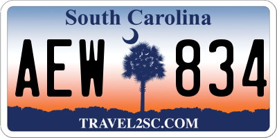 SC license plate AEW834
