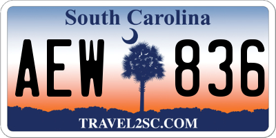 SC license plate AEW836