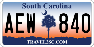 SC license plate AEW840