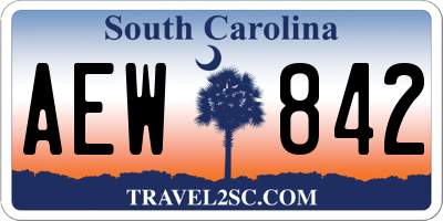 SC license plate AEW842