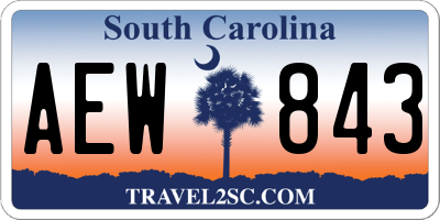 SC license plate AEW843