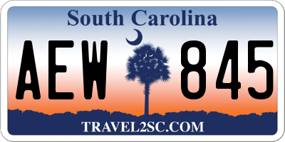 SC license plate AEW845
