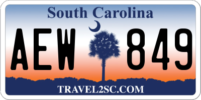 SC license plate AEW849