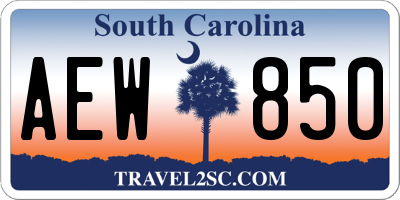 SC license plate AEW850