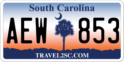 SC license plate AEW853