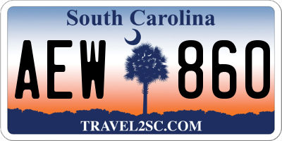 SC license plate AEW860
