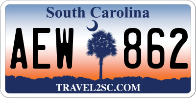 SC license plate AEW862