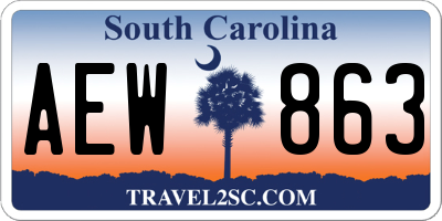 SC license plate AEW863