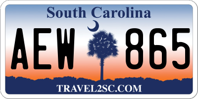 SC license plate AEW865