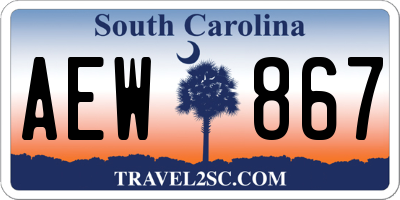 SC license plate AEW867
