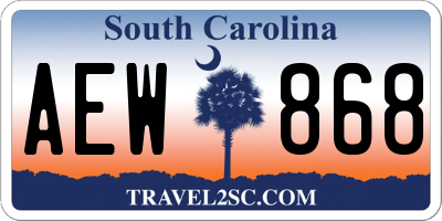 SC license plate AEW868