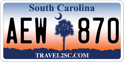 SC license plate AEW870