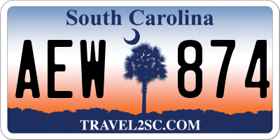 SC license plate AEW874