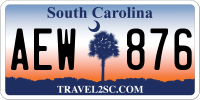 SC license plate AEW876