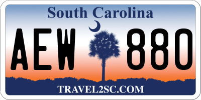 SC license plate AEW880