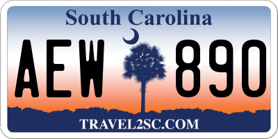 SC license plate AEW890