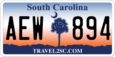 SC license plate AEW894